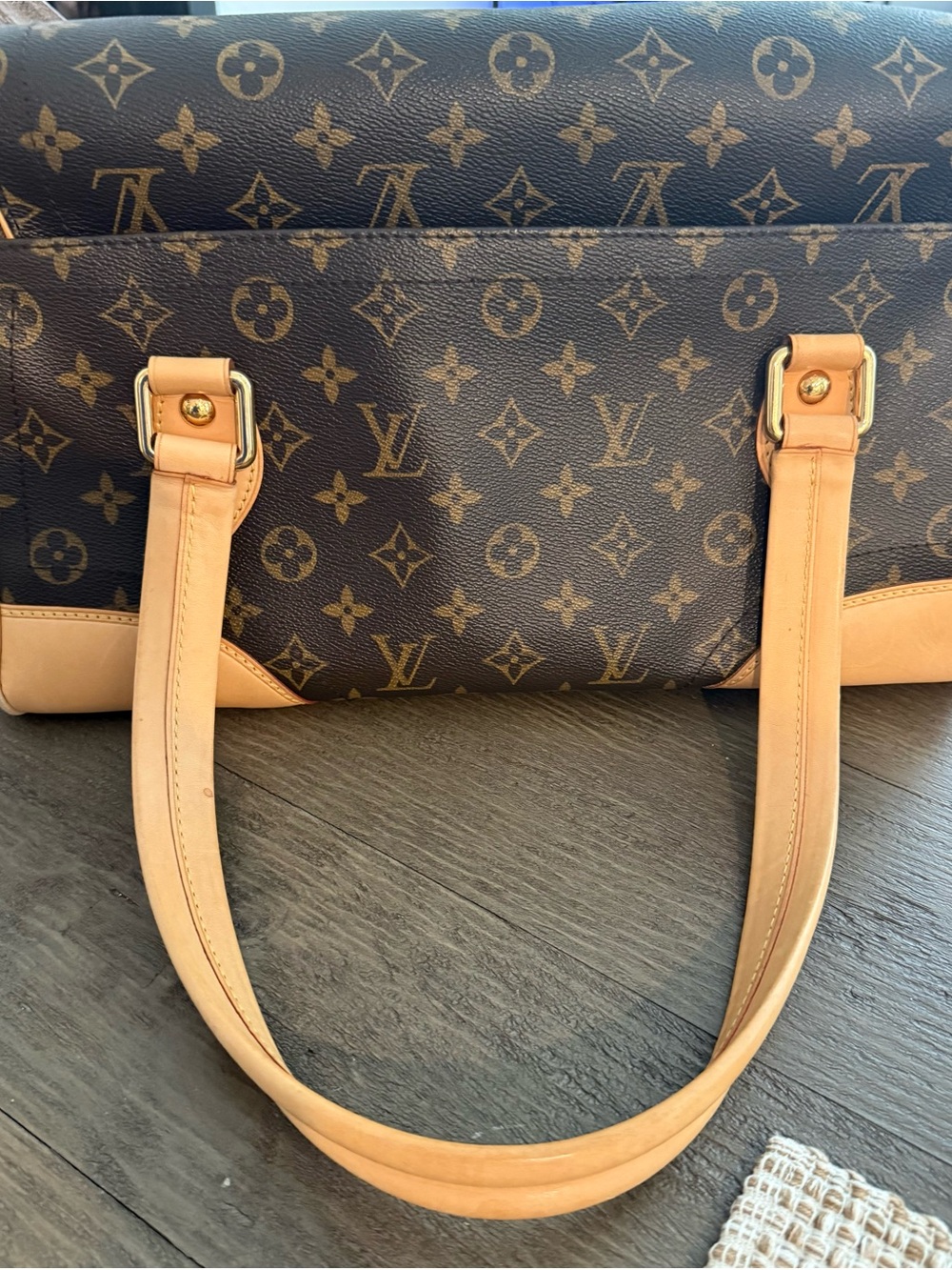 Louis Vuitton Monogram Canvas Satchel with Tan Leather Handles - Picture 4 of 9